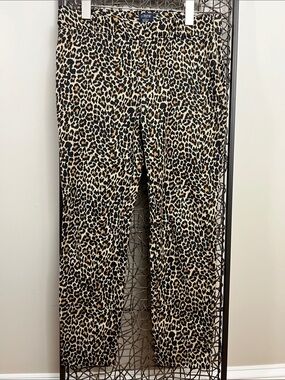 J. Crew Winnie Pant Low Rise Crop Leopard Print Animal Cigarette Brown Black 6